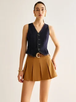 COMMENSE Denim Vest With Back Belt* Outerwear|Vests