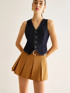 COMMENSE Denim Vest With Back Belt* Outerwear|Vests