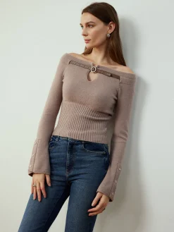 COMMENSE Detachable Belt Cinched Knit Top* Sweater Tops|Sweaters & Cardigans