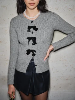 COMMENSE Detachable-Bow Button Short Cardigan* Cardigans|Sweaters & Cardigans