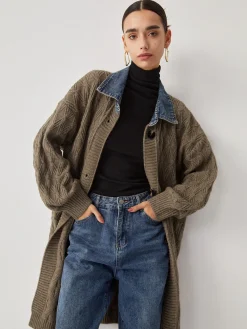 COMMENSE Diamond Stitch Knitting Longline Cardigan* Cardigans|Sweater Tops