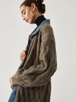COMMENSE Diamond Stitch Knitting Longline Cardigan* Cardigans|Sweater Tops
