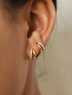 COMMENSE Double Hoop Rhinestone Earrings* Earrings|Accessories