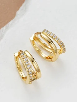 COMMENSE Double Hoop Rhinestone Earrings* Earrings|Accessories
