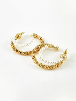 COMMENSE Double Layer Pearl Hoop Earrings* Earrings|Accessories