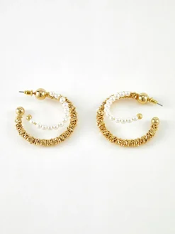COMMENSE Double Layer Pearl Hoop Earrings* Earrings|Accessories