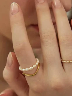 COMMENSE Double Layer Pearl Ring* Rings & Bracelets|Accessories