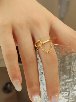 COMMENSE Double Layered Chain Decor Ring* Rings & Bracelets|Accessories