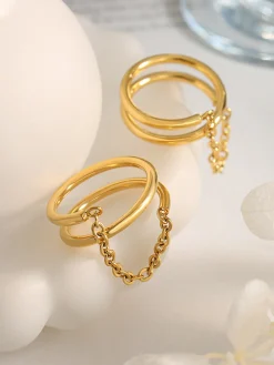 COMMENSE Double Layered Chain Decor Ring* Rings & Bracelets|Accessories