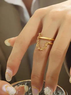 COMMENSE Double Layered Chain Decor Ring* Rings & Bracelets|Accessories