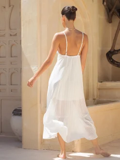 COMMENSE Double Layers Cami Long Dress* White Dresses|Casual Dresses