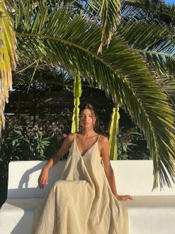 COMMENSE Double Layers V-neck Long Dress* Casual Dresses|Vacation Dresses