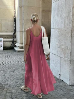 COMMENSE Double Layers V-neck Long Dress* Casual Dresses|Vacation Dresses