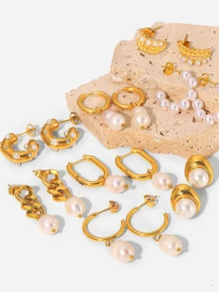 COMMENSE Double Pearl Hoop Earrings* Earrings|Accessories
