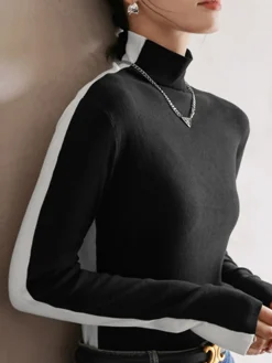 COMMENSE Double Sided Colorblock Long Sleeve Top* T-shirts|Tops