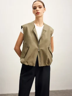 COMMENSE Double Zip Button Loose Vest* Outerwear|Vests