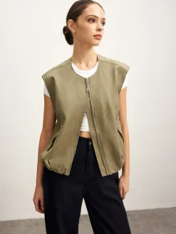 COMMENSE Double Zip Button Loose Vest* Outerwear|Vests
