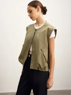 COMMENSE Double Zip Button Loose Vest* Outerwear|Vests