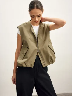 COMMENSE Double Zip Button Loose Vest* Outerwear|Vests