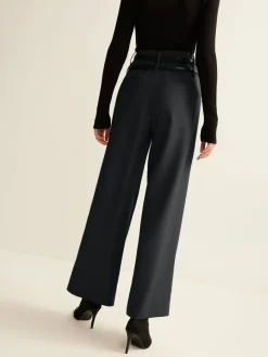 COMMENSE Double-Belt Pleated Straight Pants* Wide Leg|Pants