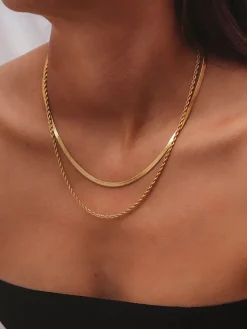 COMMENSE Double-Layer Snake & Twist Chain Necklace* Necklaces|Accessories