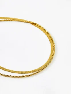 COMMENSE Double-Layer Snake & Twist Chain Necklace* Necklaces|Accessories