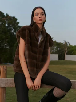 COMMENSE Double-Sided Drawstring Zipper Minky Vest* Vests|Outerwear