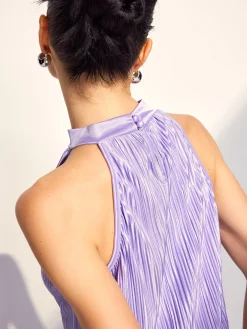 COMMENSE Draped Halter Pleated Short Dress* Summer Dresses|Short Dresses