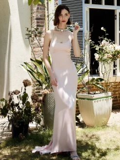 COMMENSE Drawstring Backless Lace Up Long Dress* Cocktail & Party Dresses|Summer Dresses