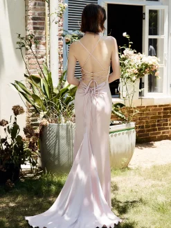 COMMENSE Drawstring Backless Lace Up Long Dress* Cocktail & Party Dresses|Summer Dresses
