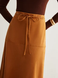 COMMENSE Drawstring Back-Zipper Suede Skirt* Skirts|Bottoms