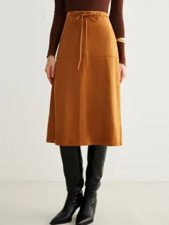 COMMENSE Drawstring Back-Zipper Suede Skirt* Skirts|Bottoms
