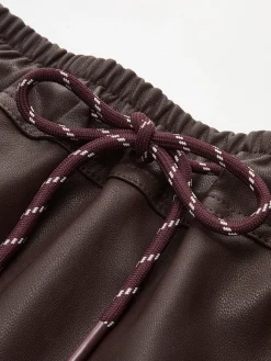 COMMENSE Drawstring Faux Leather Skirt* Skirts|Bottoms