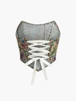 COMMENSE Drawstring Floral Corset* Corset Tops|Tops