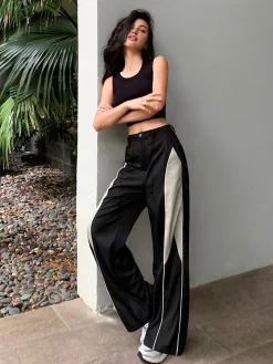 COMMENSE Drawstring Patchwork Baggy Pants* Wide Leg|Pants