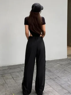 COMMENSE Drawstring Patchwork Baggy Pants* Wide Leg|Pants