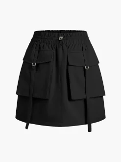 COMMENSE Drawstring Pockets Cargo Mini Skirt* Skirts|Bottoms