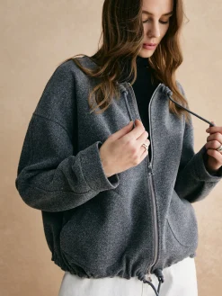 COMMENSE Drawstring Zipper Loose Jacket* Outerwear|Jackets