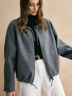 COMMENSE Drawstring Zipper Loose Jacket* Outerwear|Jackets
