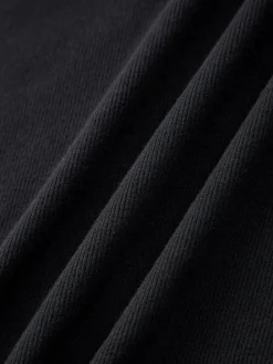 COMMENSE Drop Shoulder Drawstring Hooded Dress* Black Dresses|Sweater Dresses