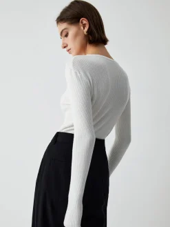 COMMENSE Effortless Keyhole Long Sleeve Knit Top* Sweater Tops|Sweaters & Cardigans
