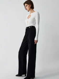 COMMENSE Effortless Keyhole Long Sleeve Knit Top* Sweater Tops|Sweaters & Cardigans