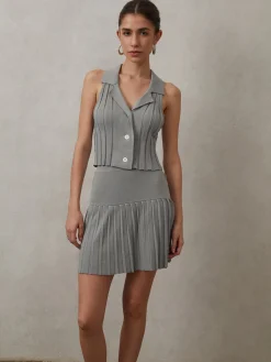 COMMENSE Effortlessly Pleated Sleeveless Sweater Vest* Sweater Vests|Sweaters & Cardigans