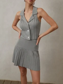 COMMENSE Effortlessly Pleated Sleeveless Sweater Vest* Sweater Vests|Sweaters & Cardigans