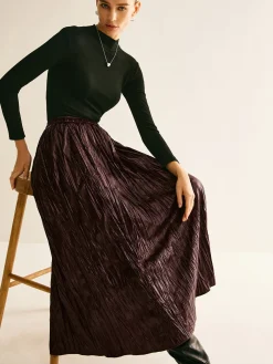 COMMENSE Elastic Waist Faux Leather Skirt* Skirts|Bottoms