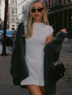 COMMENSE Elegant A-line Mini Dress* White Dresses|Black Dresses