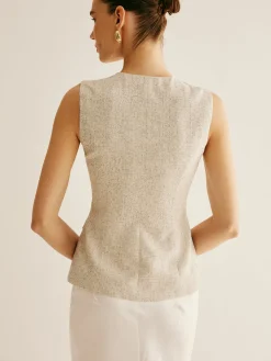 COMMENSE Elegant Breasted Piping Split Vest* Outerwear|Vests