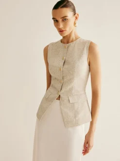 COMMENSE Elegant Breasted Piping Split Vest* Outerwear|Vests