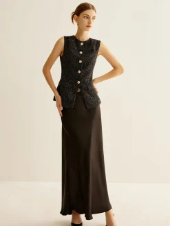 COMMENSE Elegant Breasted Piping Split Vest* Outerwear|Vests