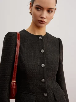 COMMENSE Elegant Button Down Tweed Blazer Without Belt* Outerwear|Blazers